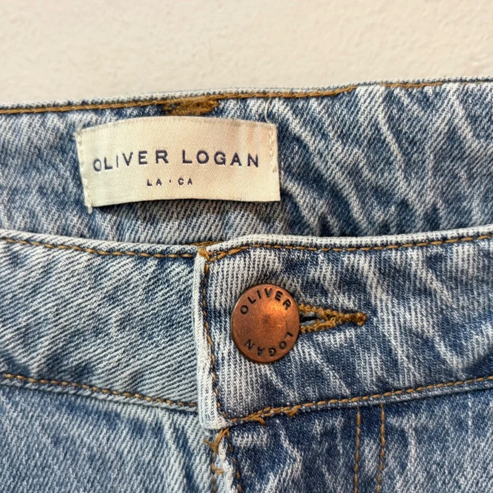 Oliver Logan Aberdeen Wide Leg Crop Jeans Womens 33 Light Blue‎ High Rise Raw